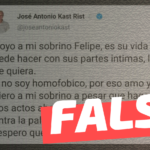 José Antonio Kast: “Apoyo a mi sobrino Felipe, es su vida, puede hacer lo que quiera con sus partes íntimas (…)”: #Falso
