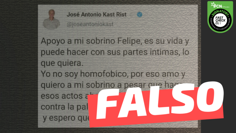 Read more about the article José Antonio Kast: “Apoyo a mi sobrino Felipe, es su vida, puede hacer lo que quiera con sus partes íntimas (…)”: #Falso