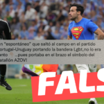 “Un ‘espontáneo’ que saltó al campo en el partido Portugal-Uruguay con la bandera LGBT (…) portaba en el brazo el símbolo del batallón de Azov”: #Falso