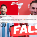 “Lio Messi fue nombrado el mejor jugador del partido en el sitio web de la FIFA, pero renunció al premio y se lo cedió a Mac Allister”: #Falso