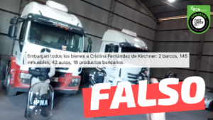 Read more about the article (Video) “Embargan todos los bienes a Cristina Fernández de Kirchner: 2 barcos, 145 inmuebles, 42 autos, 18 productos bancarios”: #Falso