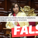 (Imagen) Dina Boluarte: “Que les quede muy claro: no voy a renunciar”: #Falso