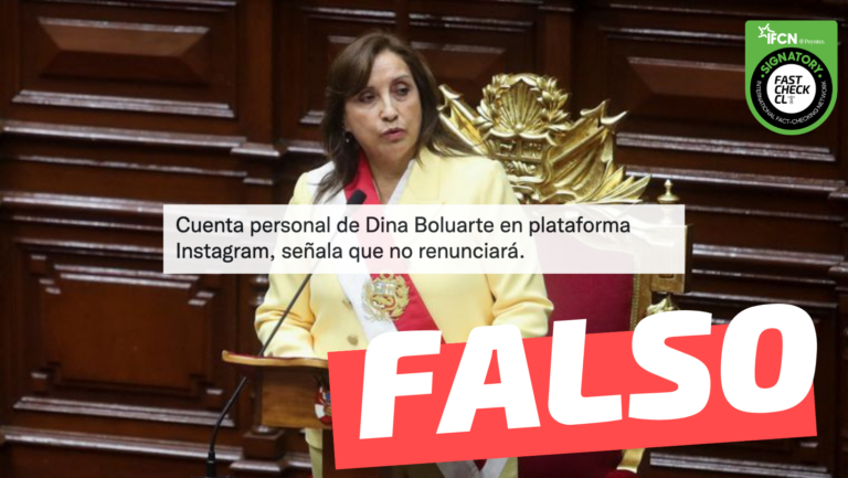 Read more about the article (Imagen) Dina Boluarte: “Que les quede muy claro: no voy a renunciar”: #Falso