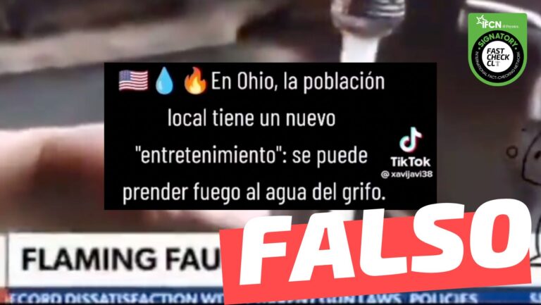 Read more about the article (Video) “En Ohio, la población local tiene un nuevo ‘entretenimiento’: se puede prender fuego al agua del grifo”: #Falso