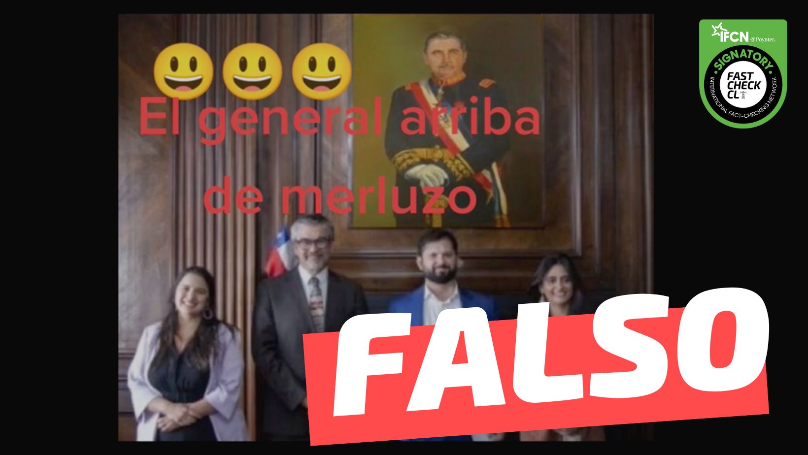 You are currently viewing (Imagen) Presidente Boric y Mario Marcel posando delante de un cuadro de Pinochet: #Falso