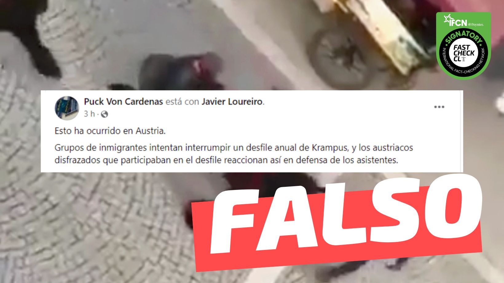 You are currently viewing (Video) “Esto ocurrió en Austria. Grupos de inmigrantes intentan interrumpir un desfile anual de Krampus…”: #Falso
