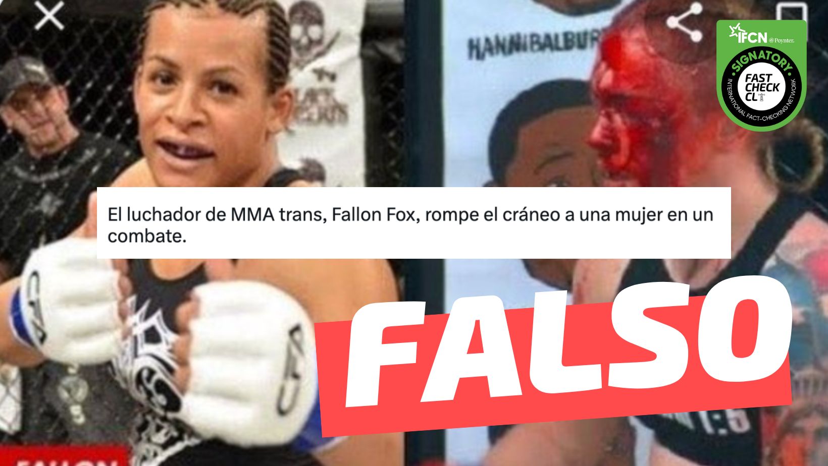 You are currently viewing (Imagen) “El luchador de MMA trans, Fallon Fox, rompe el cráneo a una mujer en un combate”: #Falso