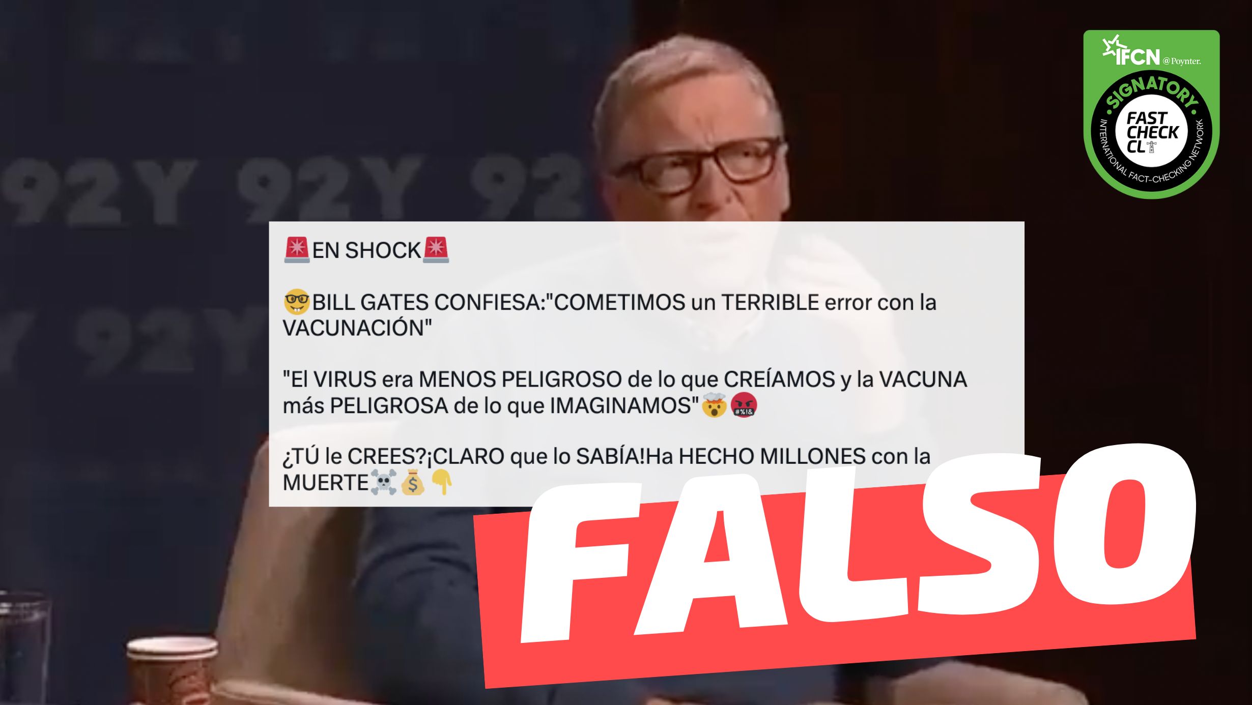 You are currently viewing (Video) Bill Gates confiesa: “Cometimos un terrible error con la vacunación (…)”: #Falso