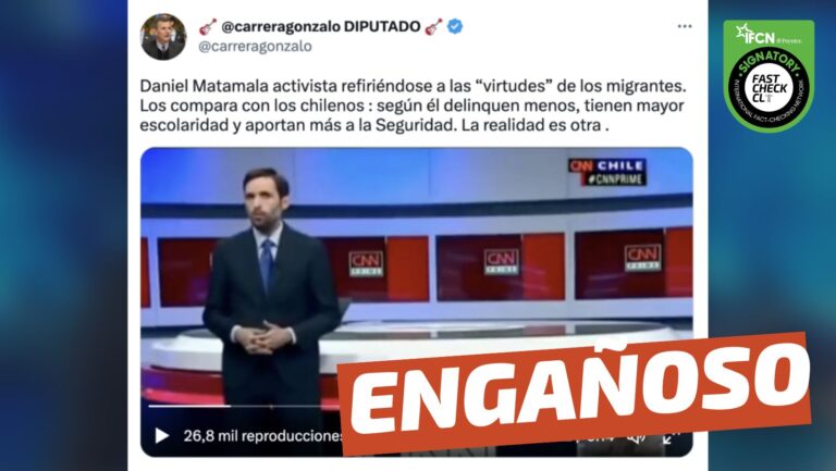 Read more about the article (Video) “Daniel Matamala activista refiriéndose a las “virtudes” de los migrantes (…) según él delinquen menos, tienen mayor escolaridad y aportan más a la Seguridad”: #Engañoso