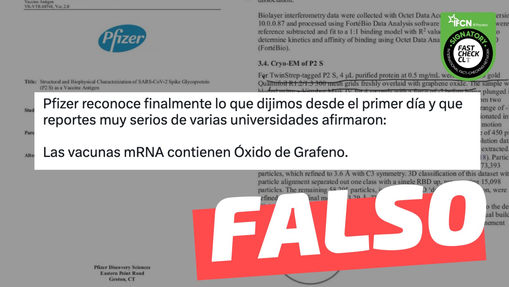 You are currently viewing (Imagen) “Pfizer reconoce finalmente lo que dijimos (…). Las vacunas mRNA contienen óxido de grafeno”: #Falso