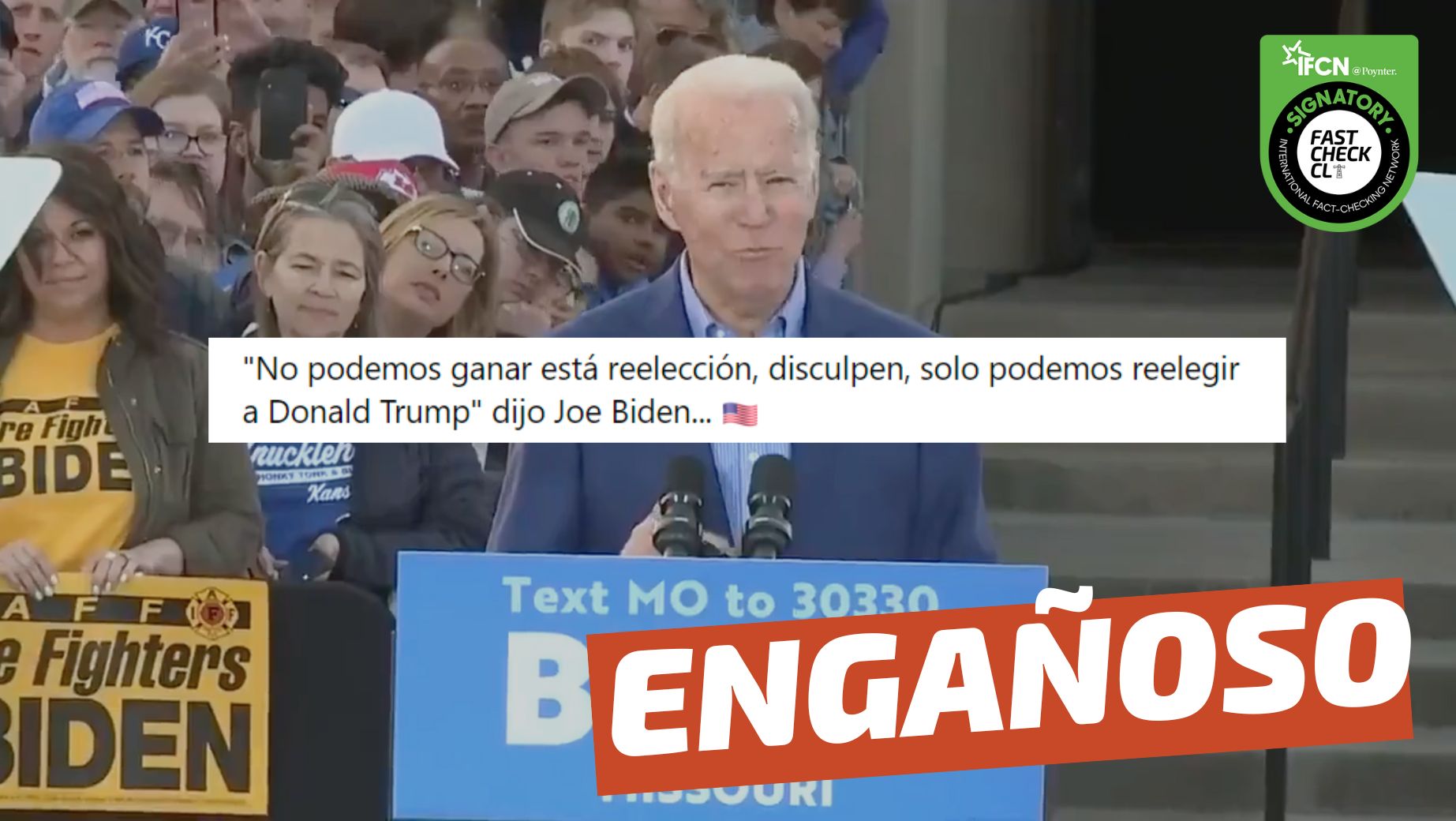 You are currently viewing (Video) Joe Biden: “No podemos ganar esta reelección, disculpen, solo podemos reelegir a Donald Trump”: #Engañoso