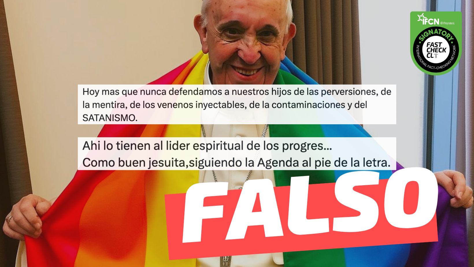 You are currently viewing (Imagen) Papa Francisco posando con la bandera LGTBIQ+: #Falso