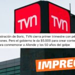 “Bajo la administración de Boric, TVN cierra primer trimestre con pérdida por más de $1.500 millones. Pero el gobierno le da $5.000 (…) para conmemorar a Allende y los 50 años del golpe”: #Impreciso