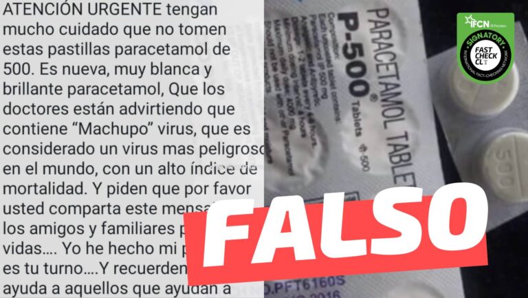 Read more about the article (Imagen) “No tomen estas pastillas paracetamol de 500 (…) están advirtiendo que contiene Machupo virus”: #Falso