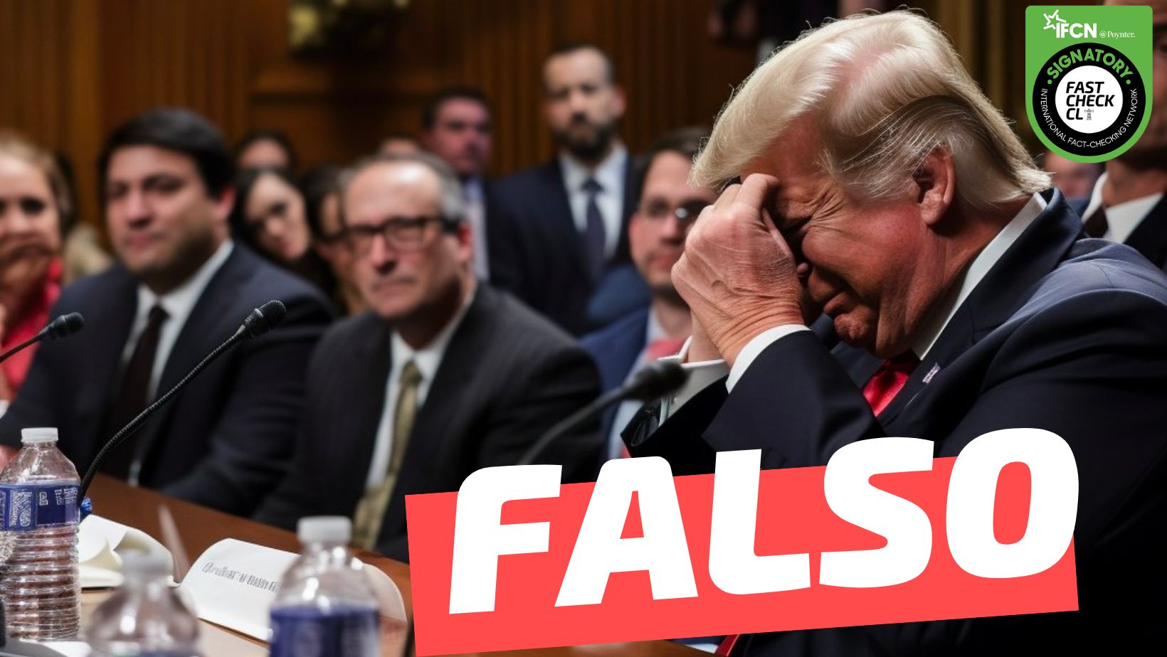 You are currently viewing (Imagen) Expresidente Donald Trump afligido en el tribunal de Miami: #Falso