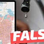 Mapa de Aguas Andinas que muestra los sectores que tendrán cortes de agua: #Falso