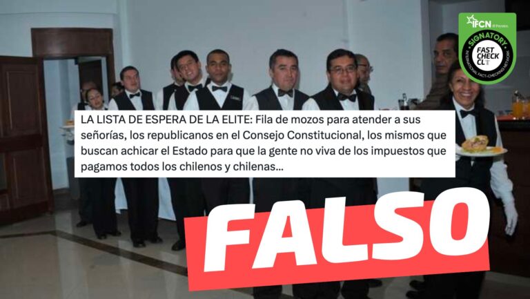 Read more about the article (Imagen) “Fila de mozos para atender a sus se帽or铆as, los republicanos del Consejo Constitucional (…)”: #Falso