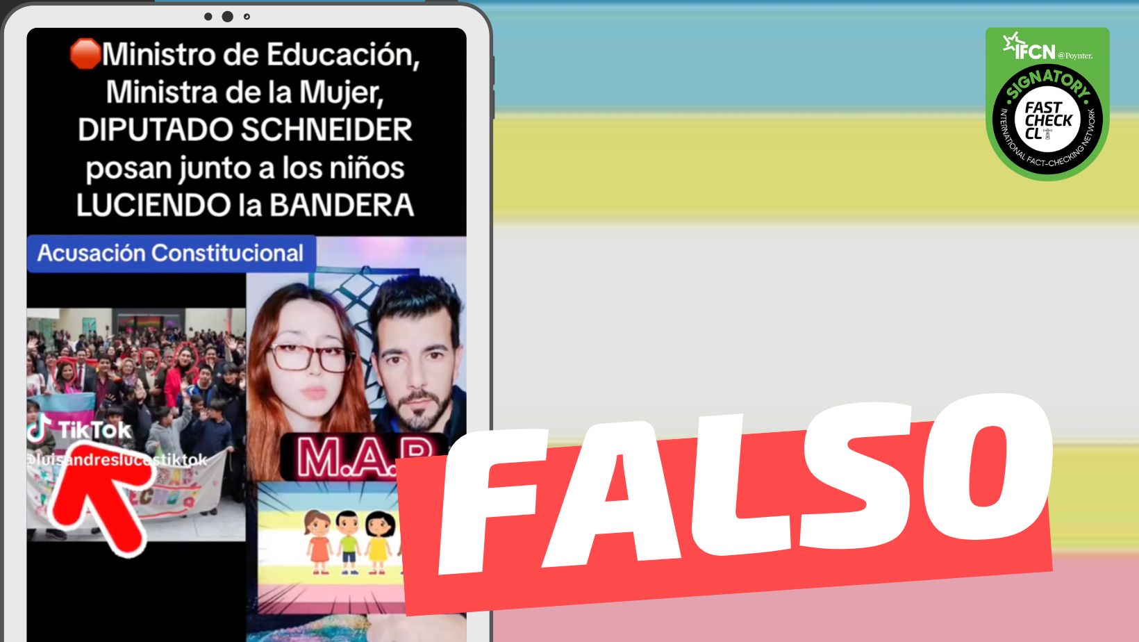 You are currently viewing “Dos ministros de Estado: Antonia Orellana y Marco Antonio Ávila y la diputada Emilia Schneider (…) muestran con orgullo la bandera estándar de la pedofilia (MAP)”: #Falso