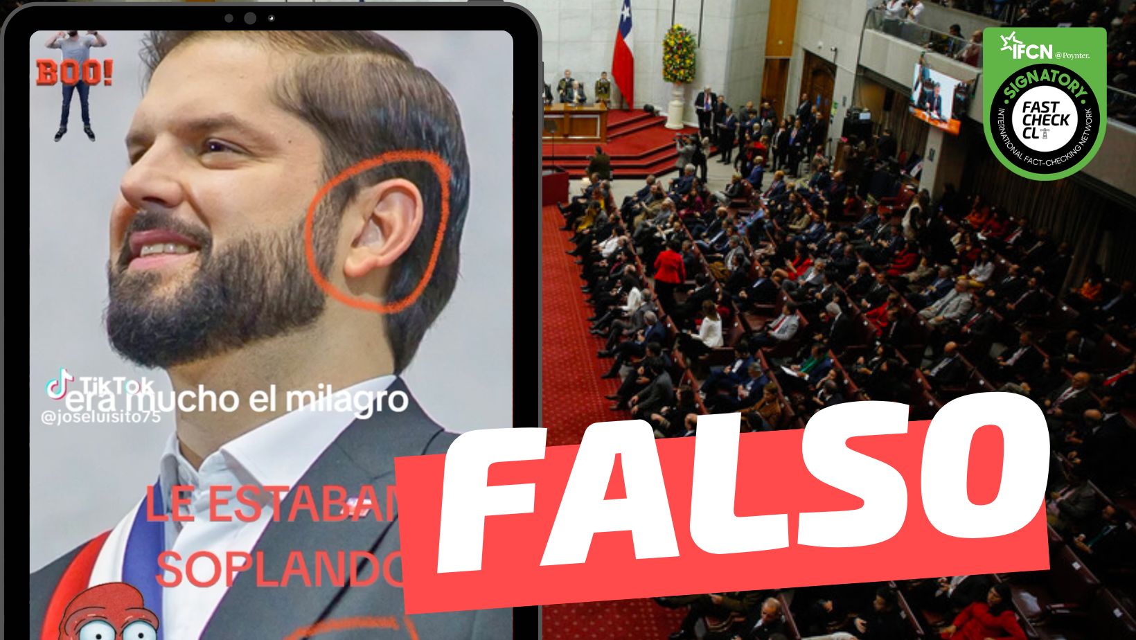 You are currently viewing (Imagen) El Presidente Gabriel Boric utilizó audífono de retorno en la Cuenta Pública 2023: #Falso