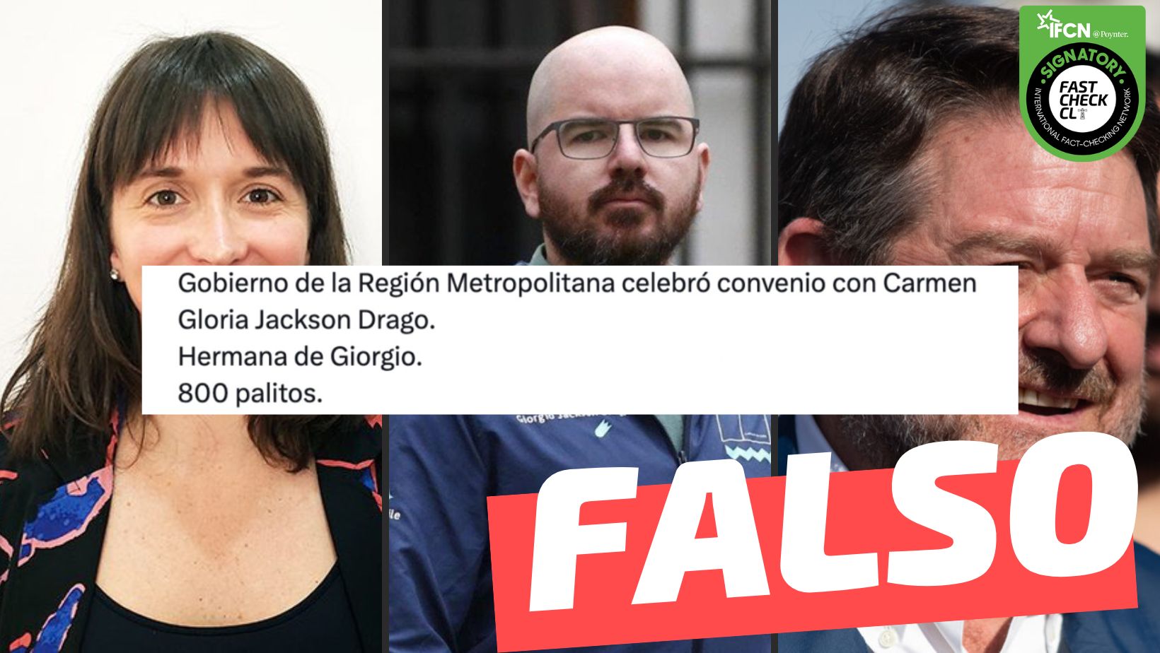 You are currently viewing “Gobierno de la Región Metropolitana celebró convenio con Carmen Gloria Jackson, hermana de Giorgio”: #Falso