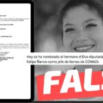 “Se ha nombrado al hermano de la diputada Ericka Ñanco, el señor Felipe Ñanco, como jefe de tierras de CONADI”: #Falso