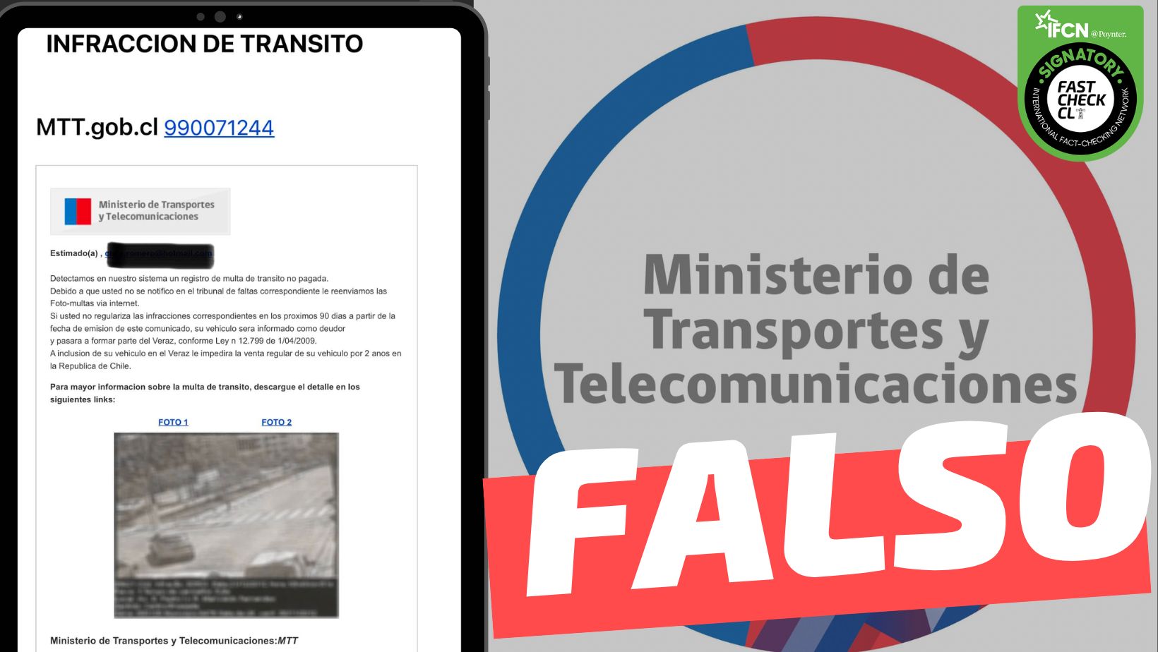 You are currently viewing (Correo electrónico) Ministerio de Transporte: “Detectamos en nuestros sistemas un registro de multa de tránsito no pagada”: #Falso