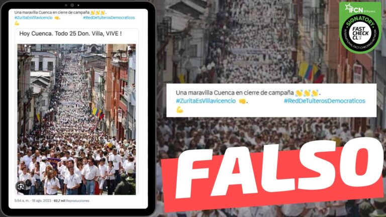 Read more about the article (Imagen) Multitudinaria convocatoria en favor de Christian Zurita, candidato presidencial de Ecuador que reemplazó al asesinado Fernando Villavicencio: #Falso