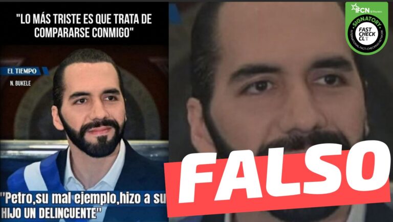 Read more about the article Nayib Bukele dijo: “Petro, su mal ejemplo, hizo a su hijo un delincuente”: #Falso