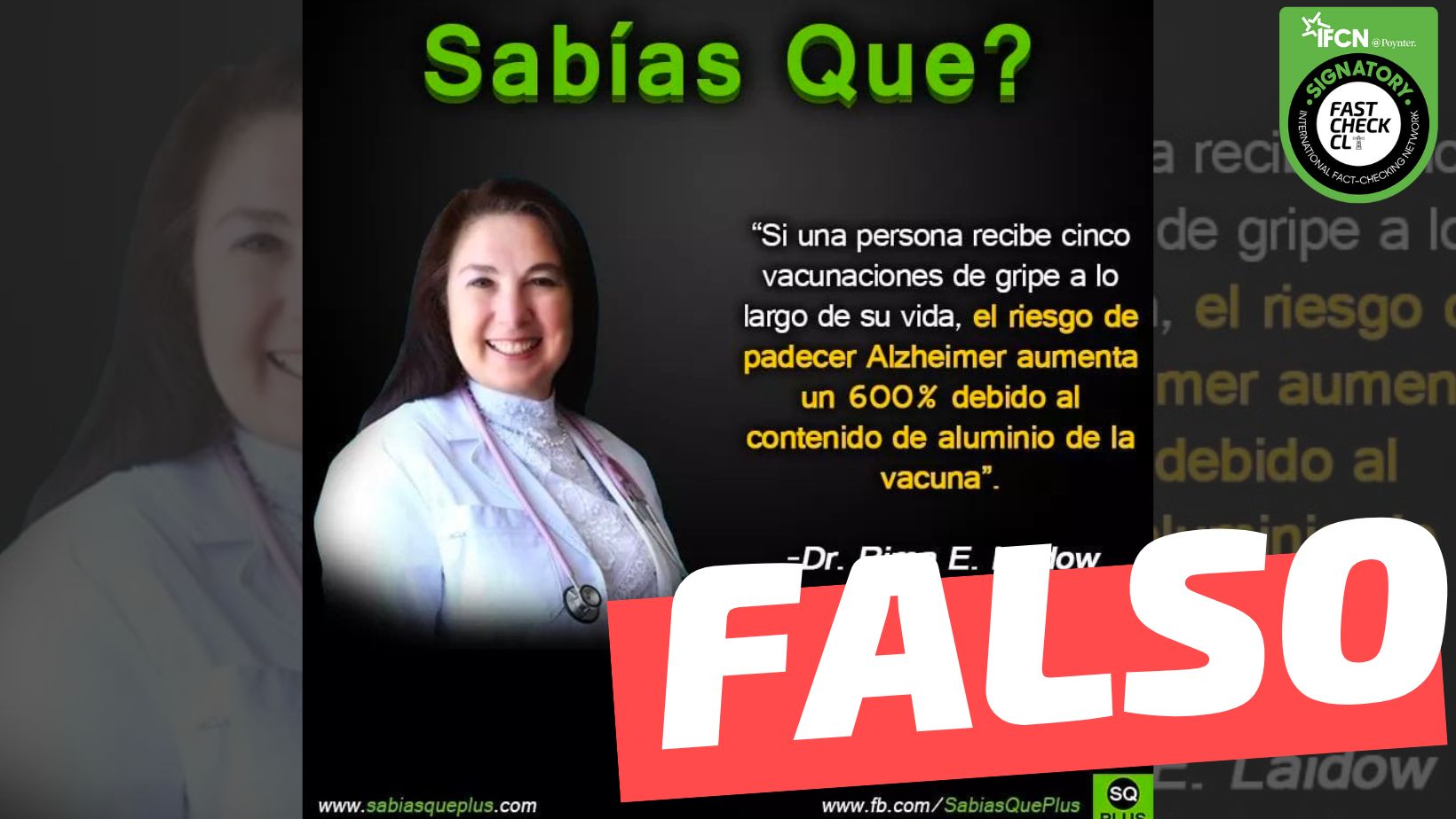 You are currently viewing “Si una persona recibe cinco vacunaciones de gripe en su vida, el riesgo de padecer Alzheimer aumenta en un 600%”: #Falso