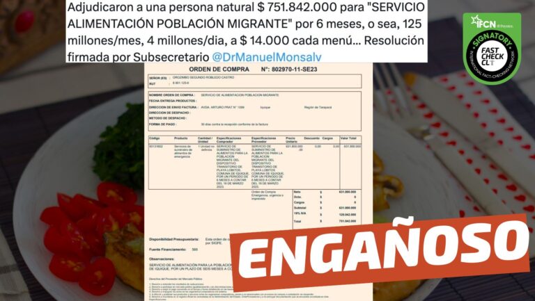 Read more about the article “Adjudicaron a una persona natural $751 millones para ‘Servicio de alimentación población migrante’ por 6 meses, o sea, a $14 mil cada menú”: #Engañoso