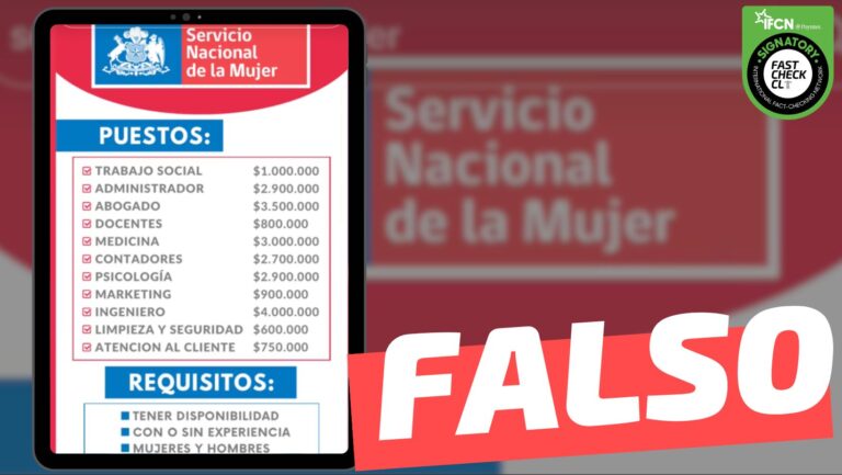 Read more about the article (Viral Tik Tok) Oferta de distintos puestos de trabajo en el Servicio Nacional de la Mujer: #Falso