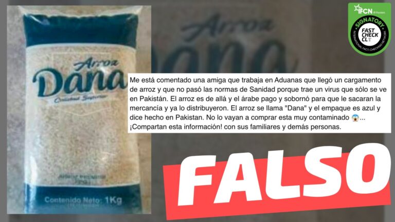 Read more about the article (Imagen) “Llegó un cargamento de arroz que no pasó las normas de sanidad porque trae un virus”: #Falso