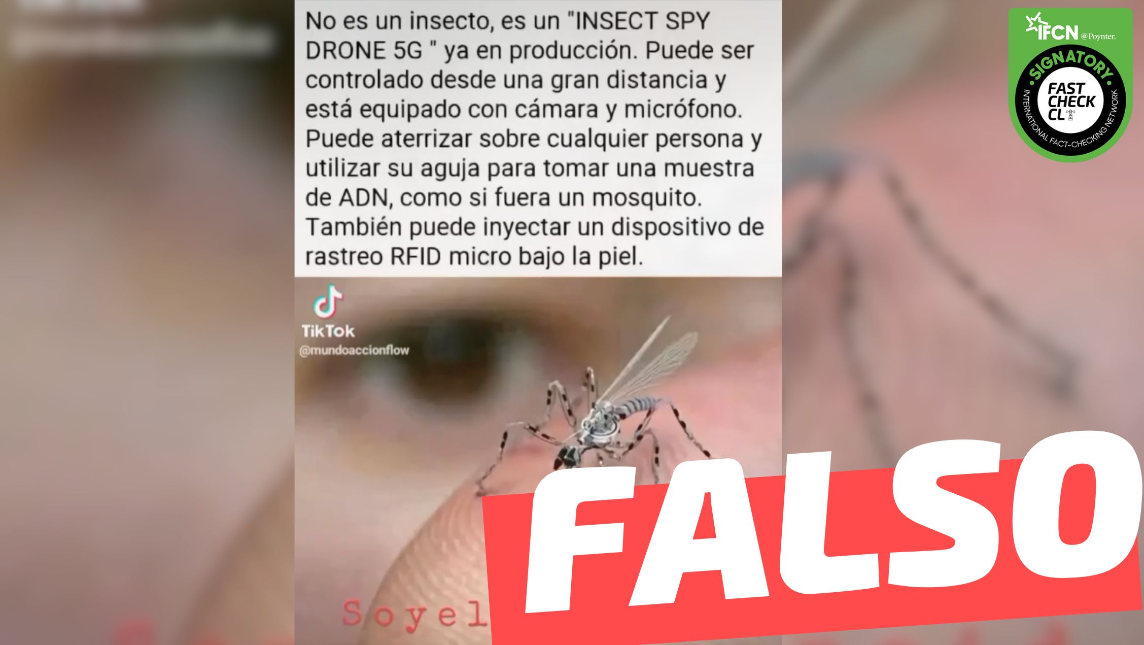 You are currently viewing (Imagen) “No es un insecto, es un ‘Insect Spy Drone 5G’ ya en producción”: #Falso