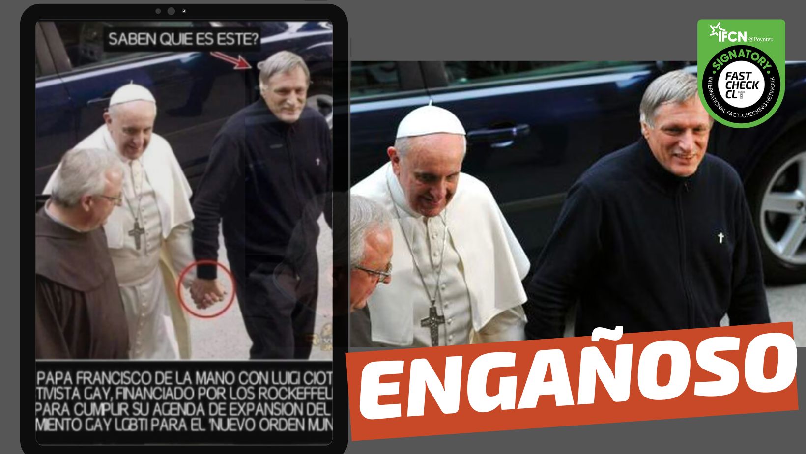 You are currently viewing (Imagen) “El Papa Francisco de la mano con Luigi Ciotti, activista gay, financiado por los Rockefeller”: #Engañoso