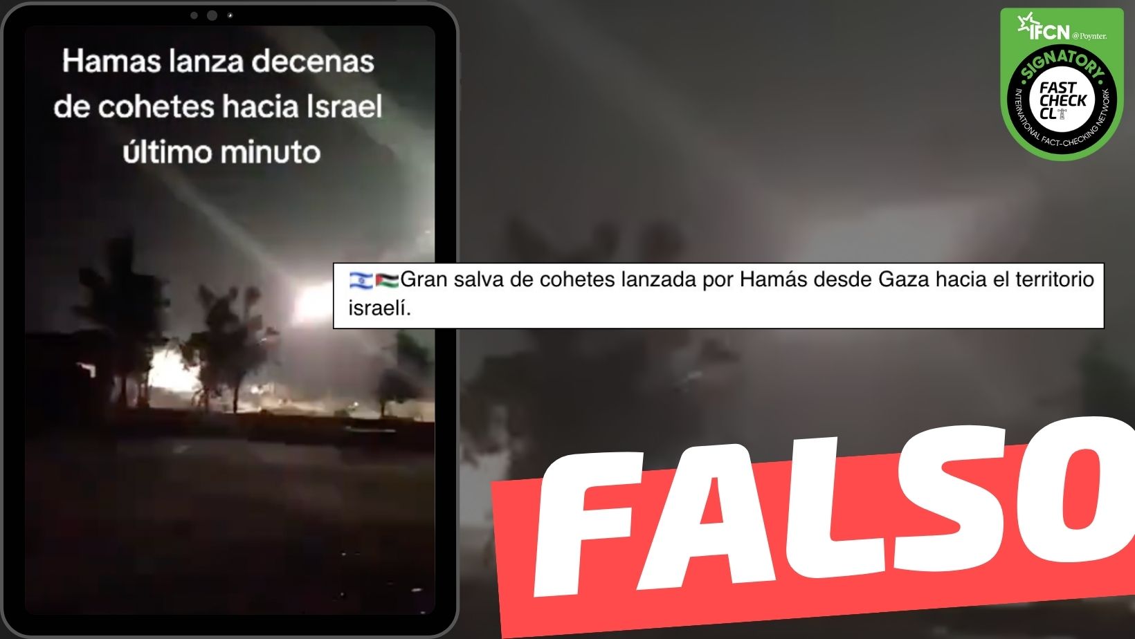 You are currently viewing (Video) “Cohetes lanzados por Hamás desde Gaza hacia el territorio israelí”: #Falso