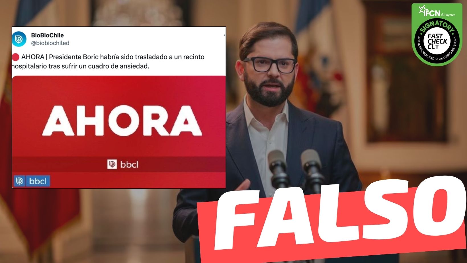 You are currently viewing (Imagen) “Presidente Boric habría sido trasladado a un recinto hospitalario tras sufrir un cuadro de ansiedad”: #Falso
