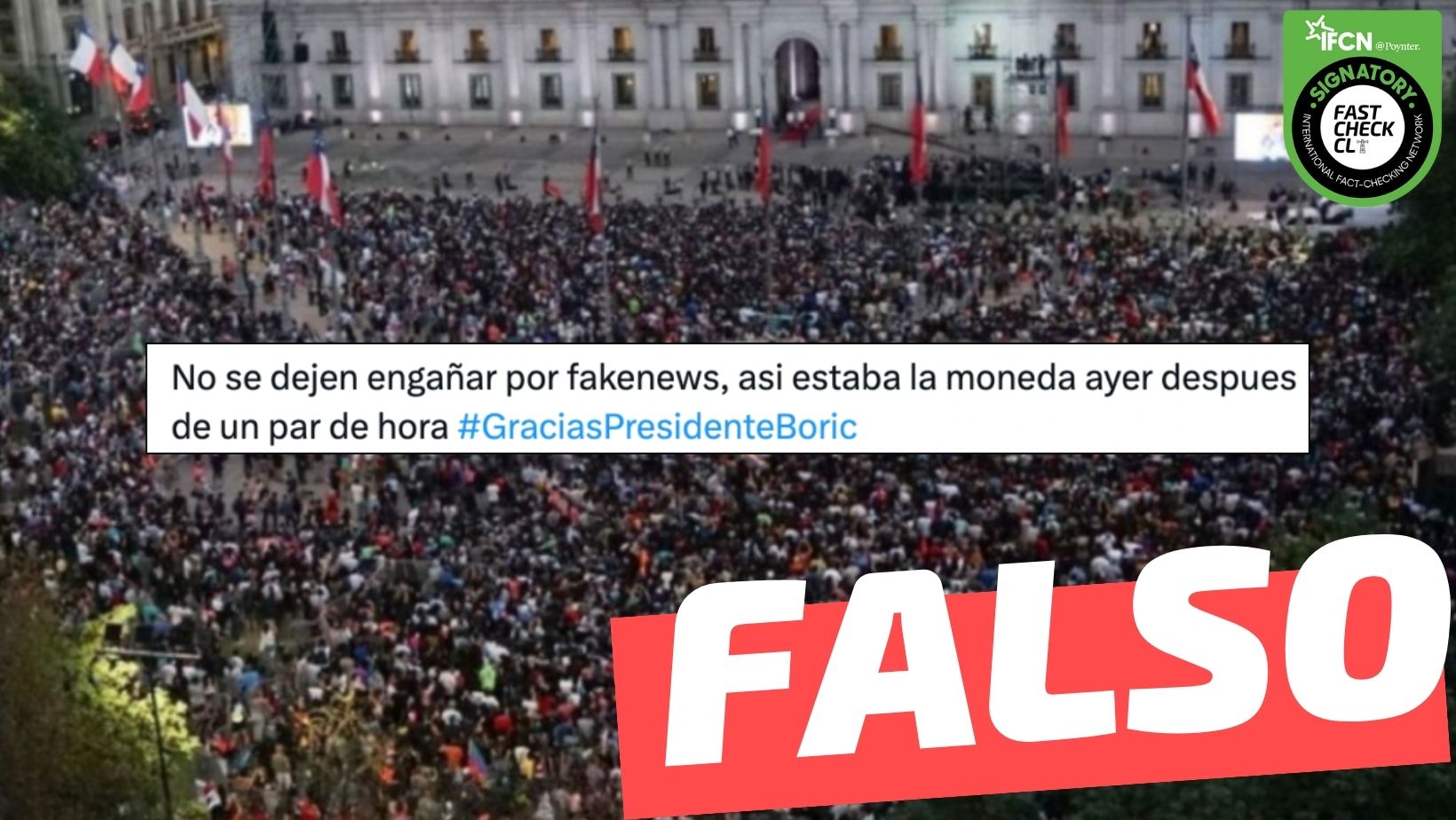 You are currently viewing (Imagen) “Así estaba La Moneda ayer después de un par de horas” en la marcha pro-Boric: #Falso