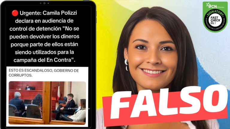Read more about the article “Camila Polizzi declara en control de detención: ‘No se pueden devolver los dineros porque parte de ellos están siendo utilizados para la campaña del En Contra'”: #Falso