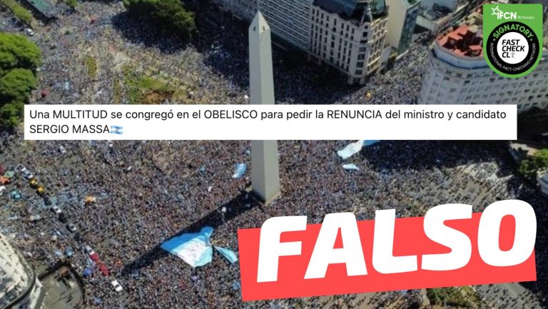 Read more about the article (Imagen) “Multitud se congregó en el Obelisco para pedir la renuncia del ministro y candidato Sergio Massa”: #Falso