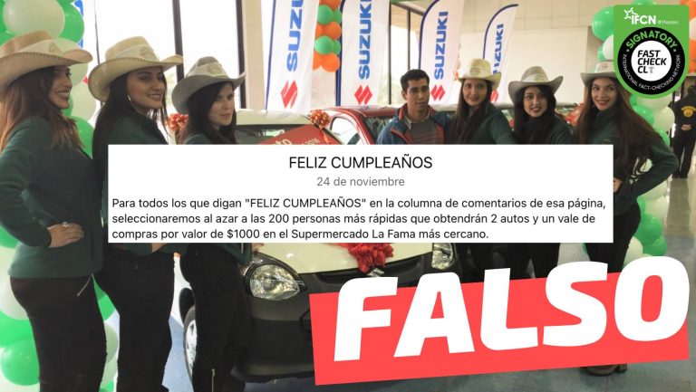 Read more about the article (Concurso) Supermercado La Fama sortea dos autos y un vale de compras: #Falso
