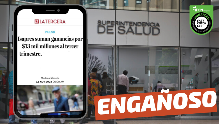 Read more about the article (Imagen) “Isapres suman ganancias por $13 mil millones al tercer trimestre”: #Engañoso