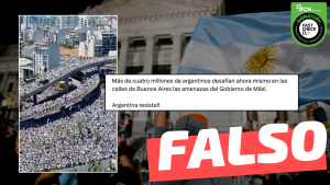 Read more about the article (Video) “Más de cuatro millones de argentinos desafían ahora mismo en las calles de Buenos Aires las amenazas del Gobierno de Milei”: #Falso
