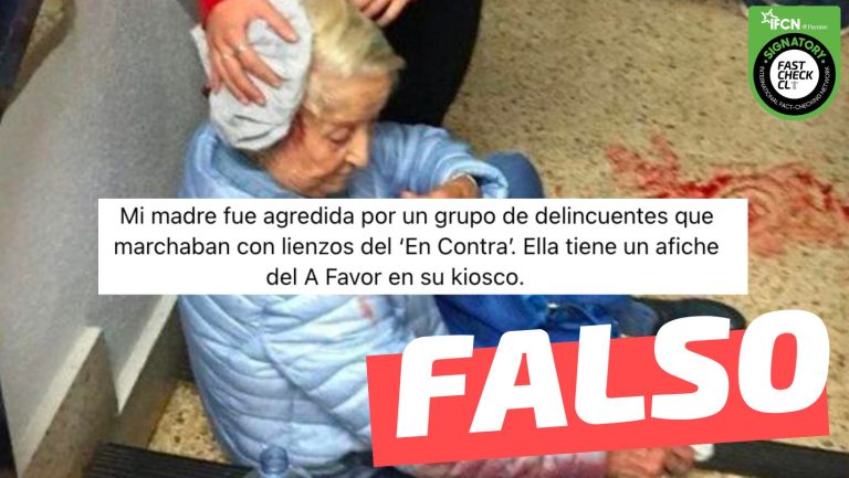 Read more about the article (Imagen) “Mi madre fue agredida por un grupo de delincuentes que marchaban con lienzos del ‘En Contra’ (…)”: #Falso
