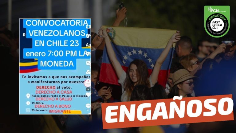 Read more about the article (Imagen) Manifestación de venezolanos en La Moneda por el derecho a voto, casa, salud y bono migrante: #Engañoso