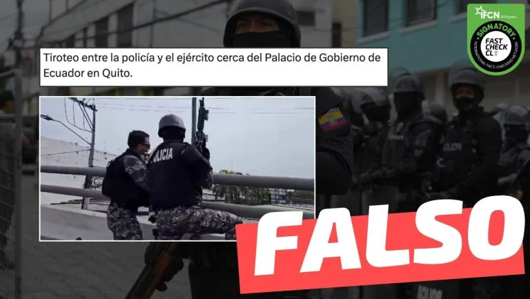 Read more about the article (Video) “Tiroteo entre la policía y el ejército cerca del Palacio de Gobierno de Ecuador en Quito”: #Falso