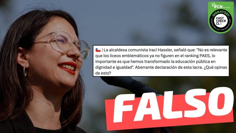 Read more about the article Irací Hassler dijo: “No es relevante que los liceos emblemáticos ya no figuren en el ranking PAES, lo importante es que hemos transformado la educación pública”: #Falso