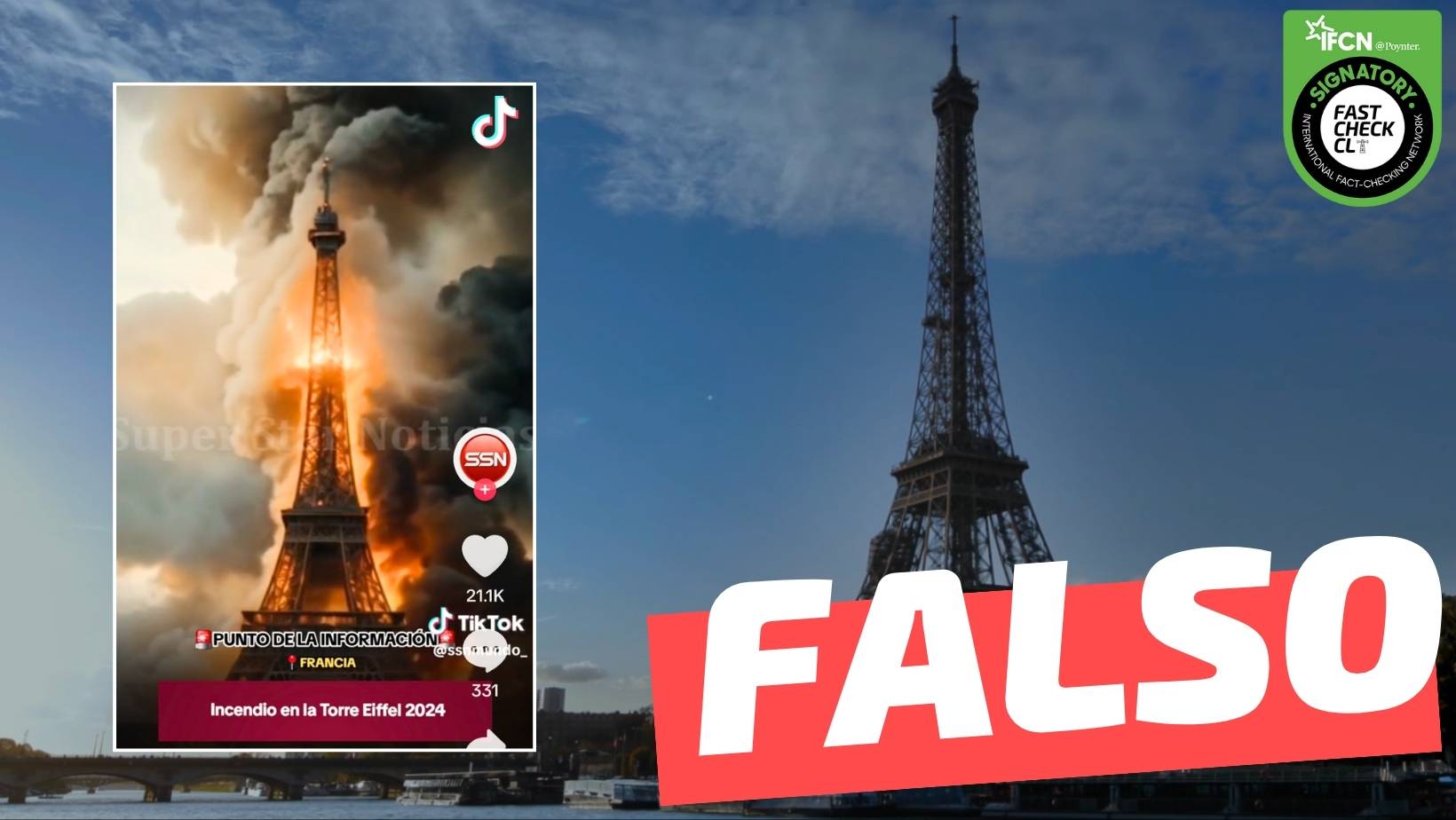 You are currently viewing (Video) “Incendio en la Torre Eiffel 2024”: #Falso