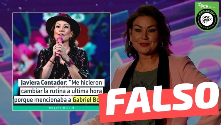 Read more about the article (Imagen) Javiera Contador: “Me hicieron cambiar la rutina a última hora, porque mencionaba a Gabriel Boric”: #Falso