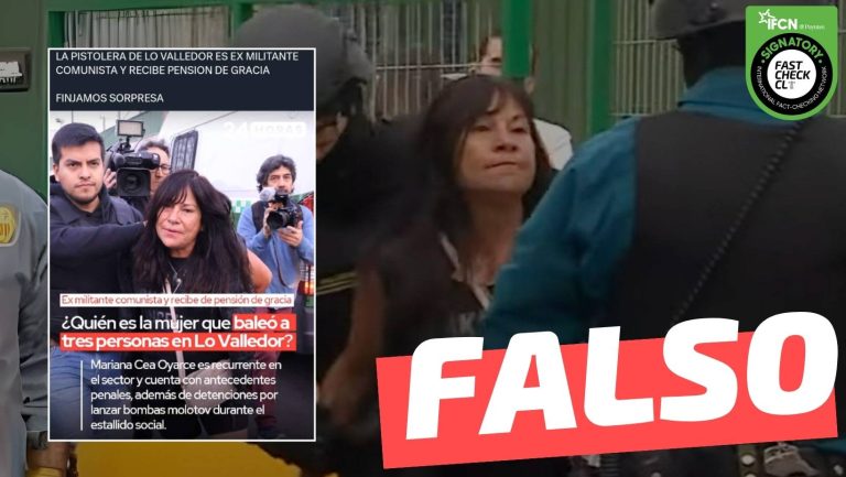 Read more about the article (Imagen) 24 Horas: “La pistolera de Lo Valledor es ex militante comunista y recibe pensión de gracia”: #Falso