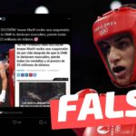 (Imagen) “Imane Khelif recibe suspensión de por vida después de que la Organización Mundial de Boxeo lo declarara masculino”: #Falso
